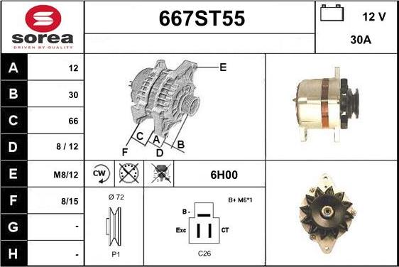 STARTCAR 667ST55 - Alternator www.autospares.lv