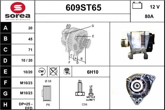 STARTCAR 609ST65 - Ģenerators www.autospares.lv