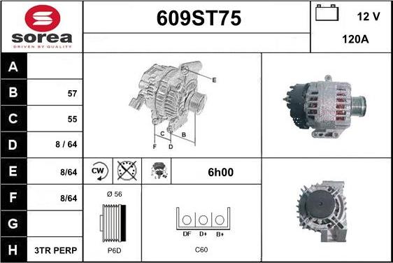 STARTCAR 609ST75 - Ģenerators autospares.lv