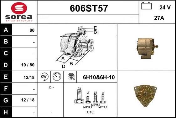 STARTCAR 606ST57 - Alternator www.autospares.lv