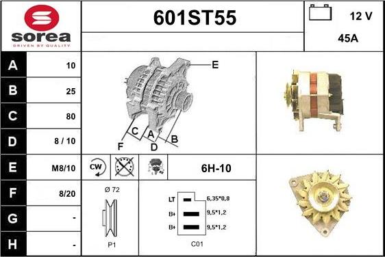 STARTCAR 601ST55 - Генератор www.autospares.lv