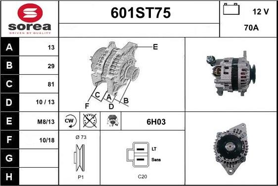 STARTCAR 601ST75 - Alternator www.autospares.lv