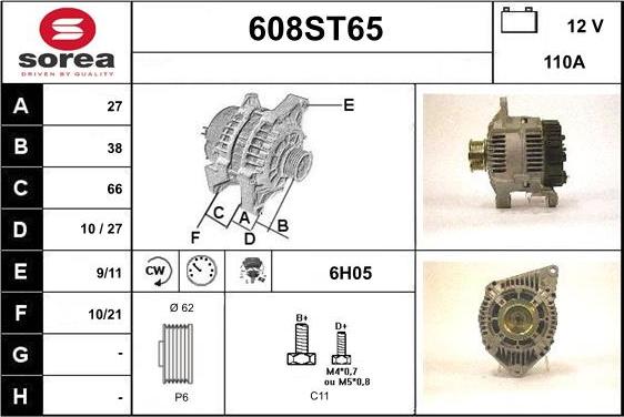 STARTCAR 608ST65 - Ģenerators www.autospares.lv