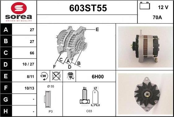 STARTCAR 603ST55 - Ģenerators www.autospares.lv