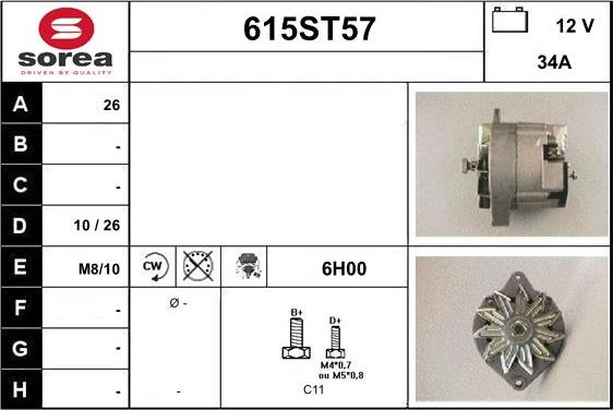 STARTCAR 615ST57 - Ģenerators autospares.lv