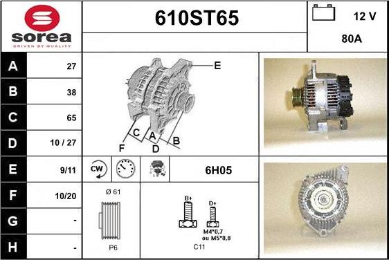 STARTCAR 610ST65 - Генератор www.autospares.lv