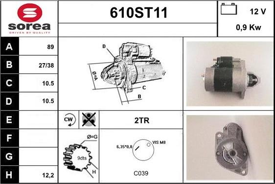 STARTCAR 610ST11 - Starteris autospares.lv