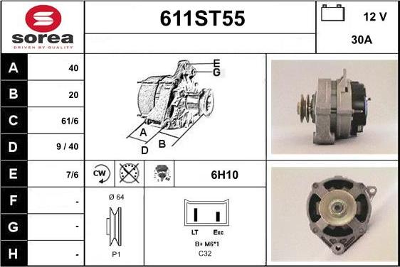 STARTCAR 611ST55 - Ģenerators autospares.lv