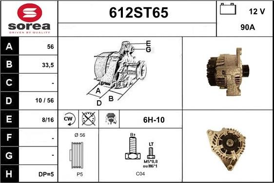 STARTCAR 612ST65 - Ģenerators autospares.lv