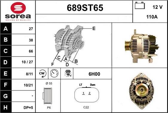 STARTCAR 689ST65 - Alternator www.autospares.lv