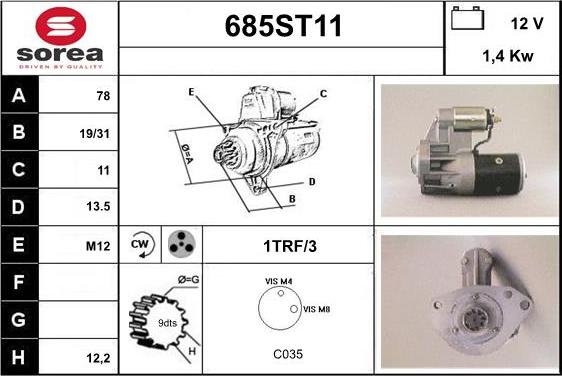 STARTCAR 685ST11 - Starter www.autospares.lv