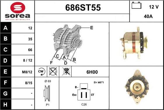 STARTCAR 686ST55 - Alternator www.autospares.lv