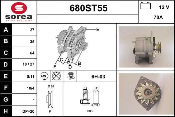 STARTCAR 680ST55 - Ģenerators www.autospares.lv