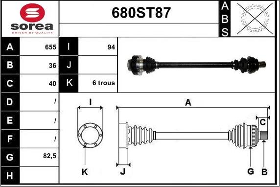 STARTCAR 680ST87 - Drive Shaft www.autospares.lv