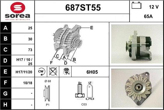 STARTCAR 687ST55 - Ģenerators autospares.lv