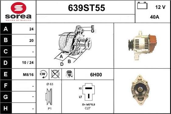 STARTCAR 639ST55 - Ģenerators autospares.lv