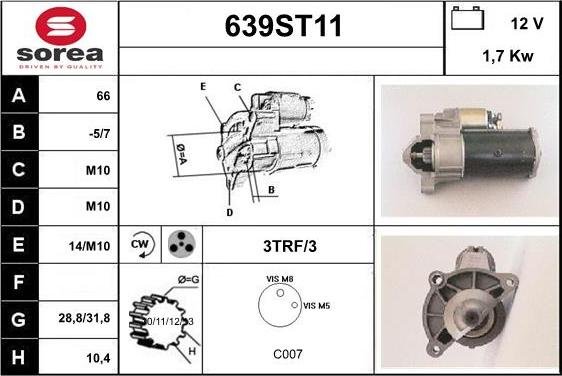 STARTCAR 639ST11 - Starteris www.autospares.lv