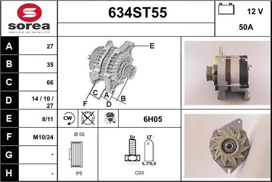 STARTCAR 634ST55 - Генератор www.autospares.lv