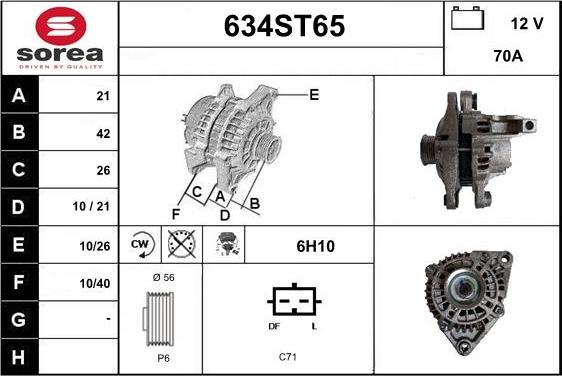 STARTCAR 634ST65 - Ģenerators autospares.lv