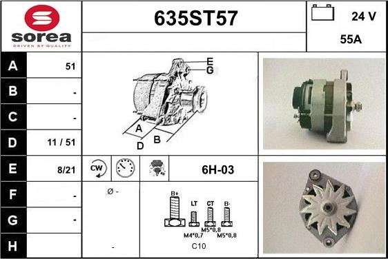 STARTCAR 635ST57 - Alternator www.autospares.lv