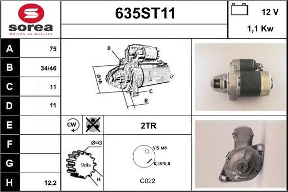 STARTCAR 635ST11 - Starteris autospares.lv