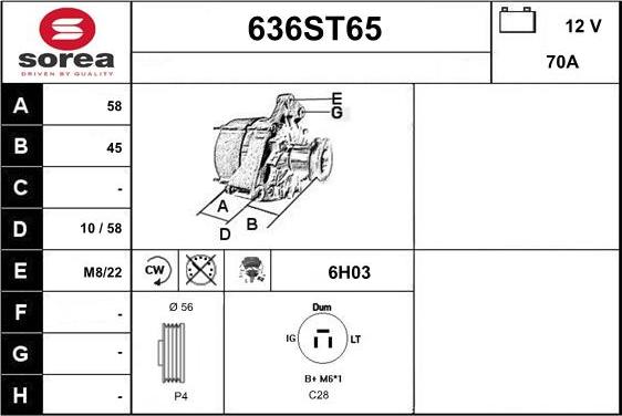 STARTCAR 636ST65 - Alternator www.autospares.lv