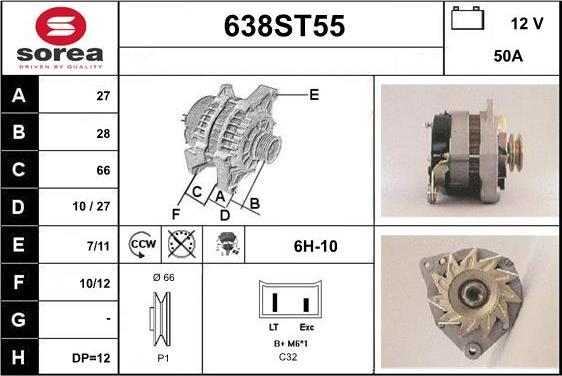 STARTCAR 638ST55 - Ģenerators autospares.lv