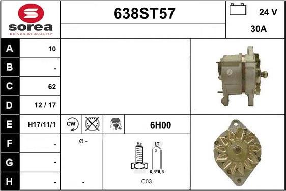 STARTCAR 638ST57 - Ģenerators autospares.lv