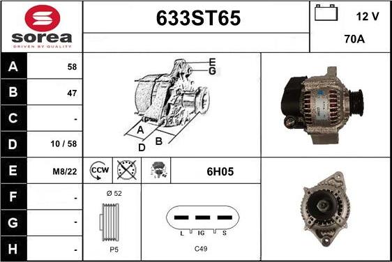 STARTCAR 633ST65 - Ģenerators www.autospares.lv