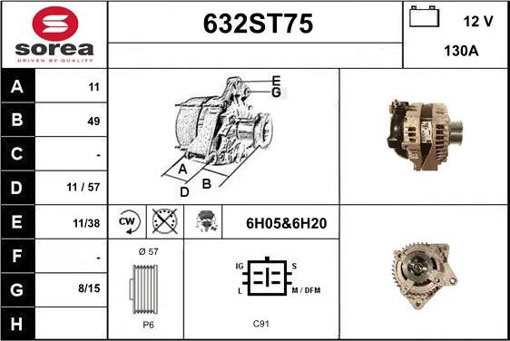 STARTCAR 632ST75 - Ģenerators autospares.lv