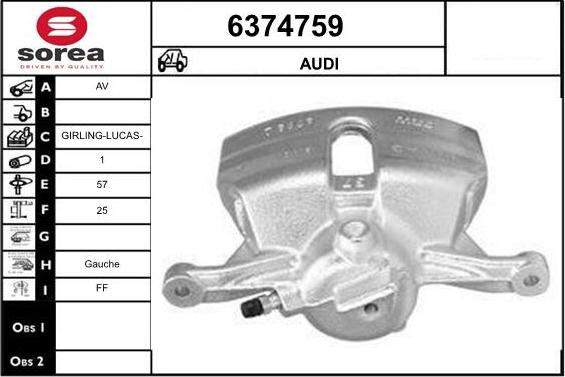 STARTCAR 6374759 - Bremžu suports autospares.lv