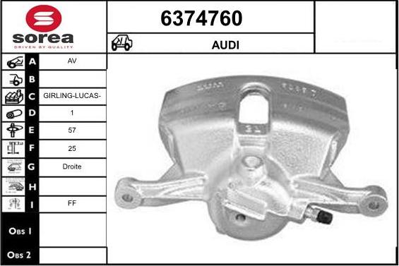 STARTCAR 6374760 - Тормозной суппорт www.autospares.lv