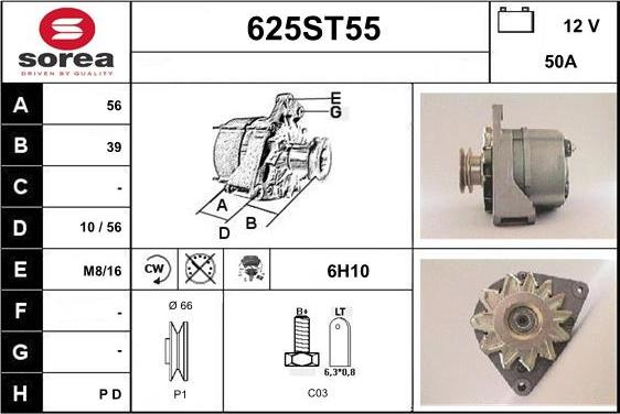 STARTCAR 625ST55 - Alternator www.autospares.lv