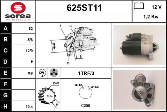 STARTCAR 625ST11 - Starteris autospares.lv