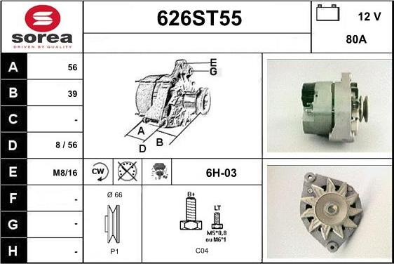 STARTCAR 626ST55 - Ģenerators www.autospares.lv