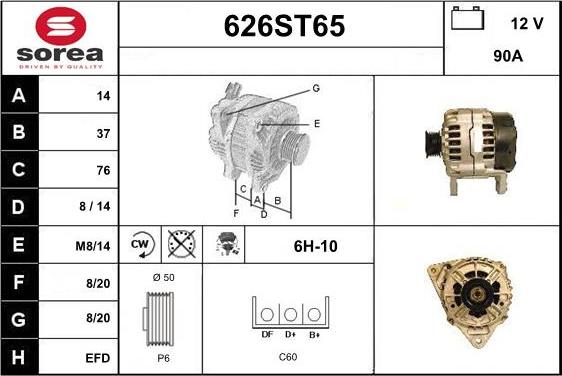 STARTCAR 626ST65 - Ģenerators autospares.lv