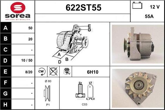 STARTCAR 622ST55 - Alternator www.autospares.lv