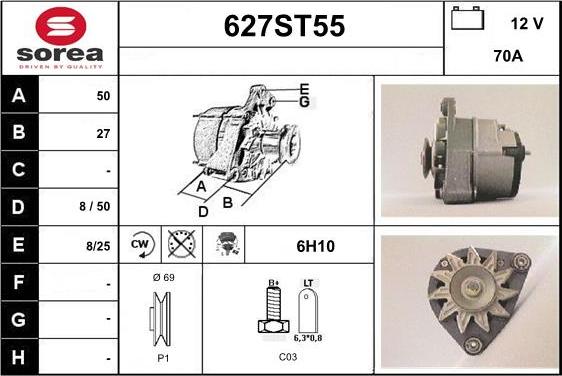 STARTCAR 627ST55 - Ģenerators autospares.lv