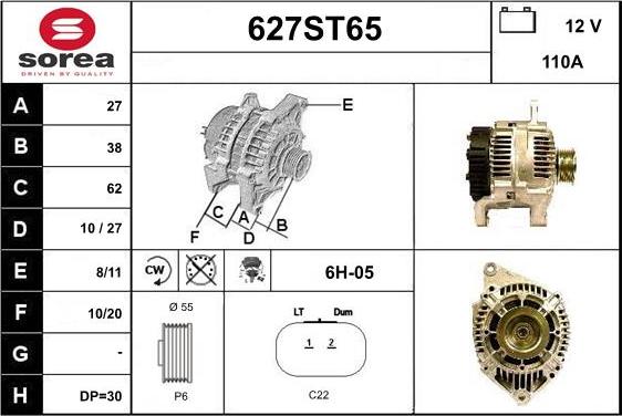 STARTCAR 627ST65 - Ģenerators www.autospares.lv