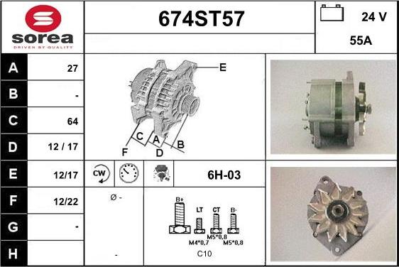 STARTCAR 674ST57 - Ģenerators autospares.lv