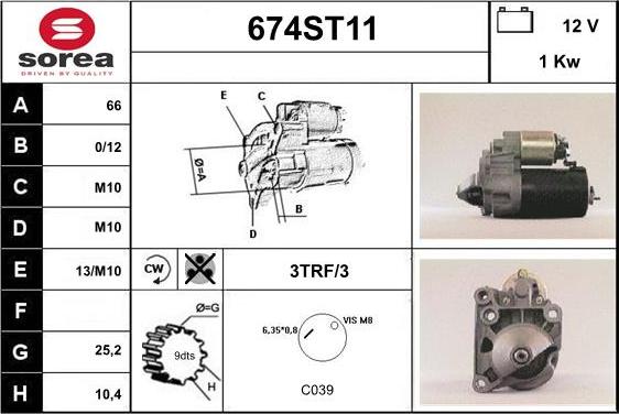 STARTCAR 674ST11 - Starteris autospares.lv