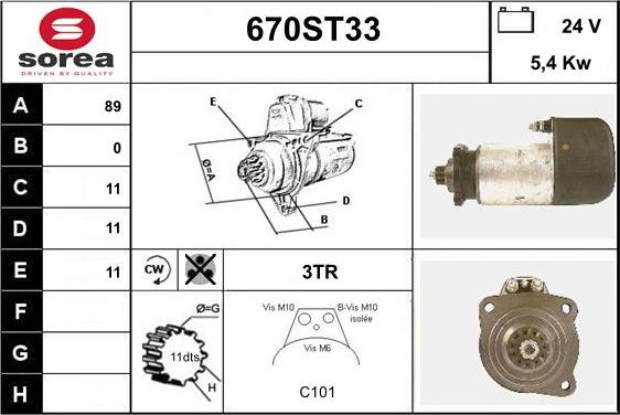 STARTCAR 670ST33 - Стартер www.autospares.lv