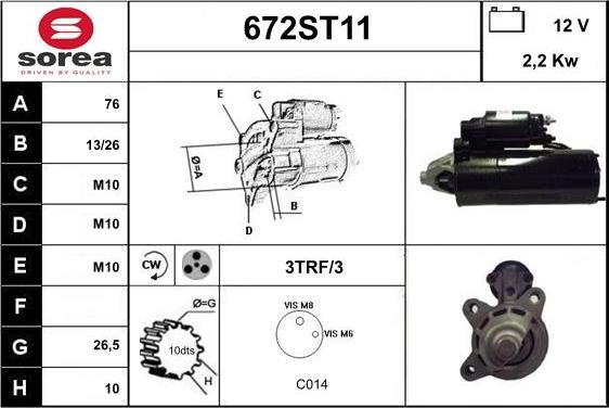 STARTCAR 672ST11 - Starteris www.autospares.lv