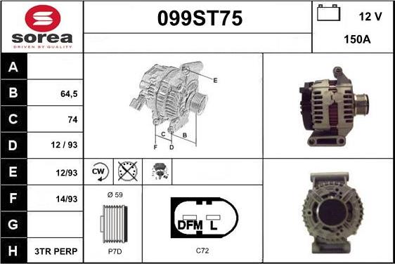 STARTCAR 099ST75 - Alternator www.autospares.lv