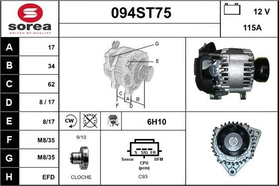 STARTCAR 094ST75 - Alternator www.autospares.lv