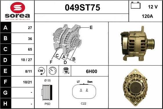 STARTCAR 049ST75 - Alternator www.autospares.lv