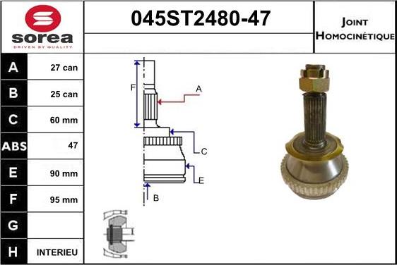 STARTCAR 045ST2480-47 - Šarnīru komplekts, Piedziņas vārpsta www.autospares.lv