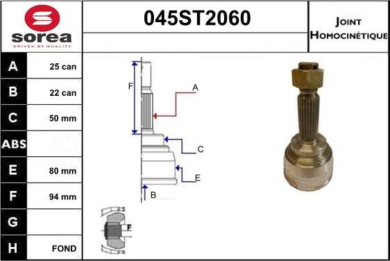 STARTCAR 045ST2060 - Šarnīru komplekts, Piedziņas vārpsta www.autospares.lv