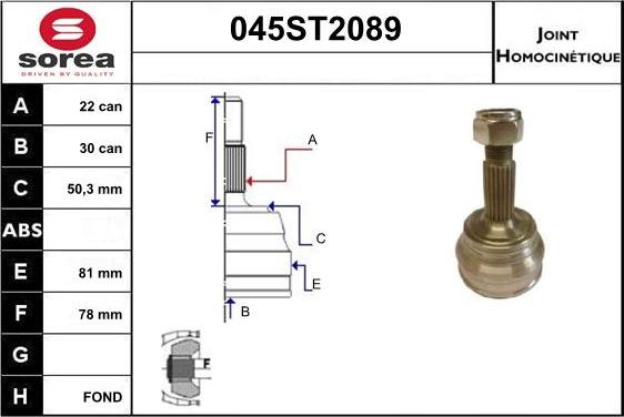 STARTCAR 045ST2089 - Joint Kit, drive shaft www.autospares.lv