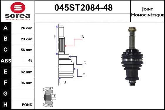 STARTCAR 045ST2084-48 - Šarnīru komplekts, Piedziņas vārpsta autospares.lv